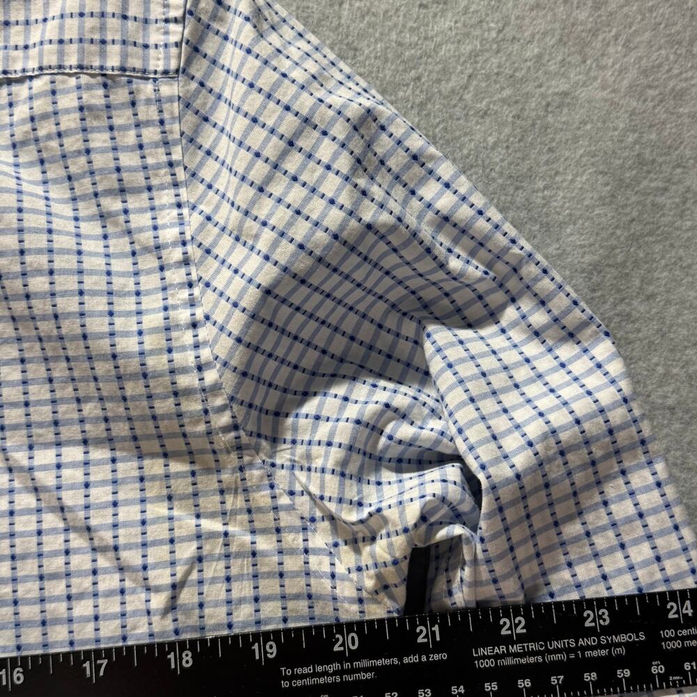 Perry Ellis Portfolio Mens Slim Fit Blue Check Dress Shirt 15.5 34/35